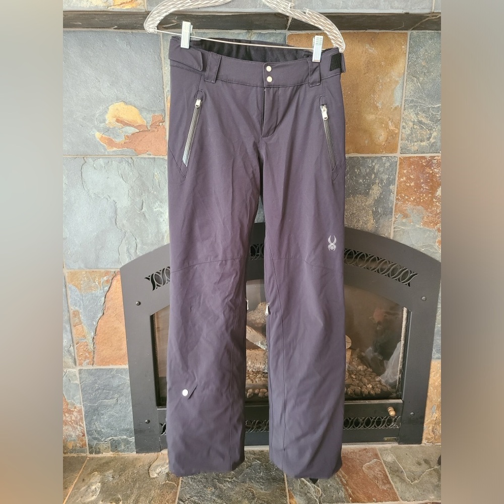 Spyder The Traveler Tailored Black Snow Pants For Ski, Snowboard Zip Leg Sz 6